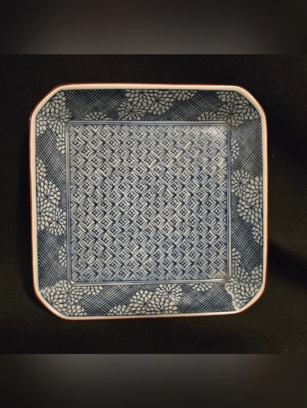 Vintage Chinese Blue and White Decorative Square Ceramic Serving Plate